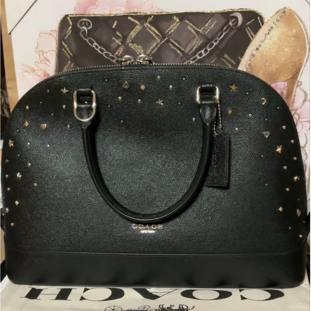 Coach Sierra Satchel Black Stardust Studs with Dust bag